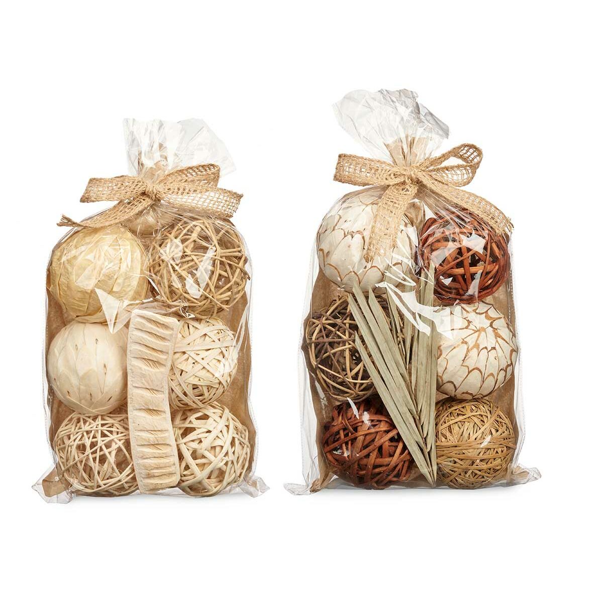 Dekoratives Ballset Gift Decor Weiß Braun 22 x 40 x 9 cm (12 Stück)